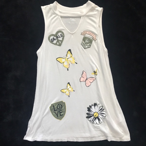 Justice Graphic Patches Keyhole Tank Top - Picture 2 of 4